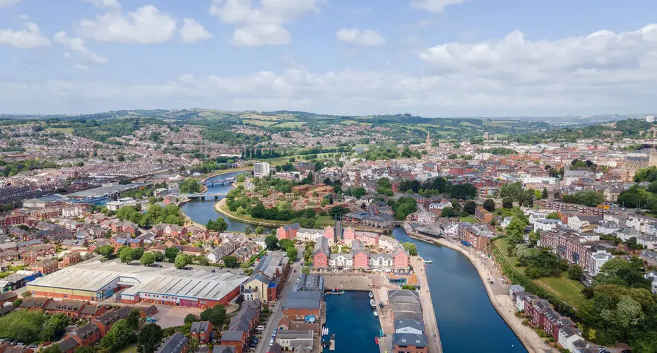Aerial view of quayside