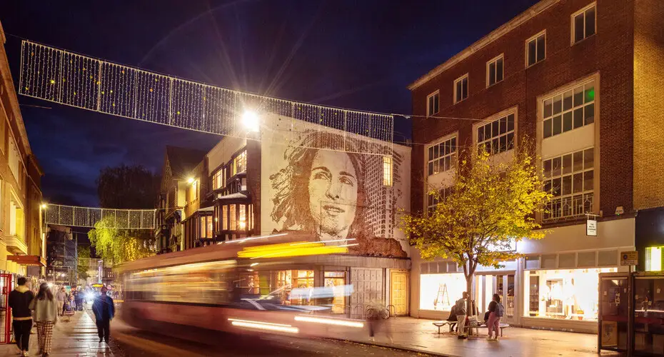 Exeter city centre at night